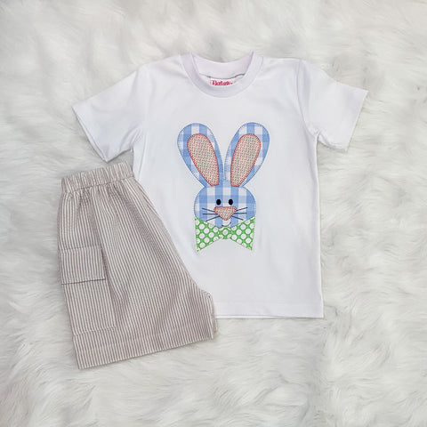 Seersucker Bunny Boy Set